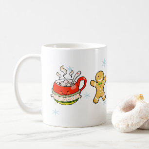 hot cocoa drink + gingerbread man coffee mug
