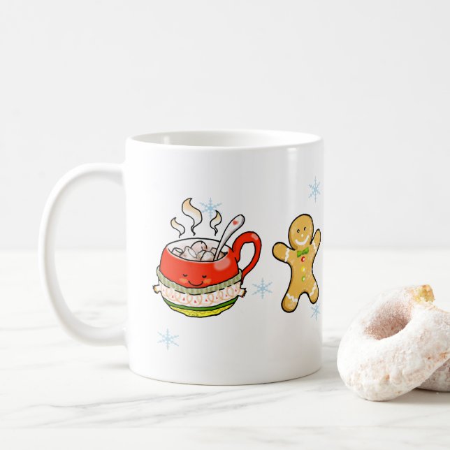 hot cocoa drink + gingerbread man coffee mug (With Donut)