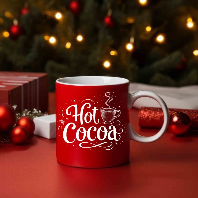 Hot Cocoa Elegant White Script Christmas Festive Mug (Creator Uploaded)