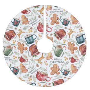Hot Cocoa Gingerbread Cookies Rustic Christmas Brushed Polyester Tree Skirt