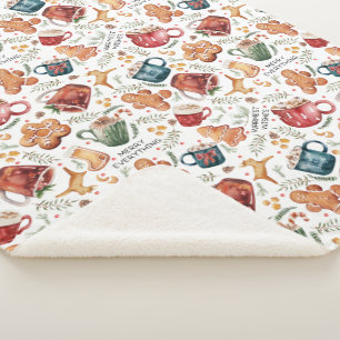 Hot Cocoa Gingerbread Cookies Rustic Christmas Sherpa Blanket