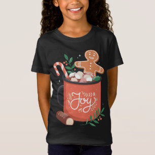 Hot Cocoa Gingerbread Man with Candy Cane Joy T-Shirt