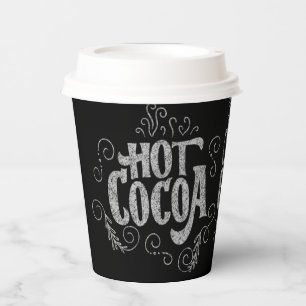 Hot Cocoa Hand Lettering Chalkboard Two-Tone Coffe Paper Cups