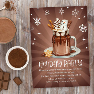 Hot Cocoa Holiday Party with Snowman Marshmallow Invitation