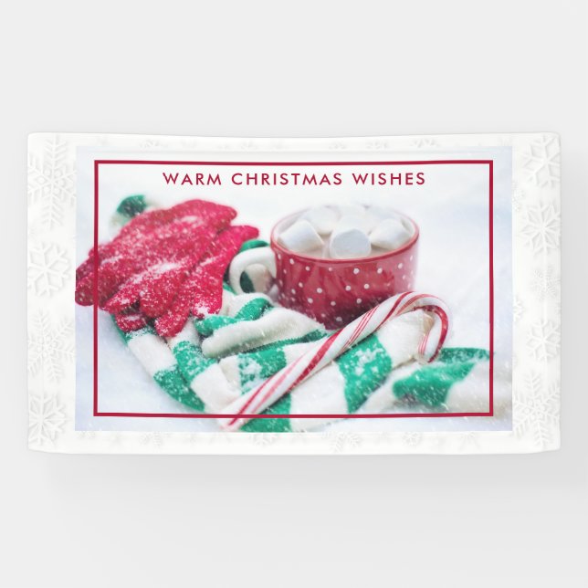 Hot Cocoa Marshmallows & Candy Cane Christmas Banner (Horizontal)
