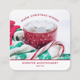 Hot Cocoa Marshmallows & Candy Cane Christmas Square Business Card