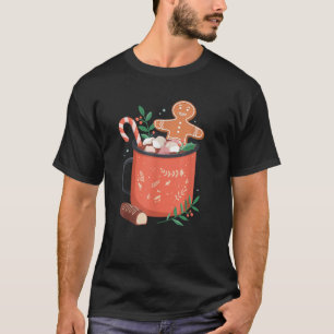 Hot Cocoa Mug Gingerbread Cookie Xmas Christmas Ho T-Shirt