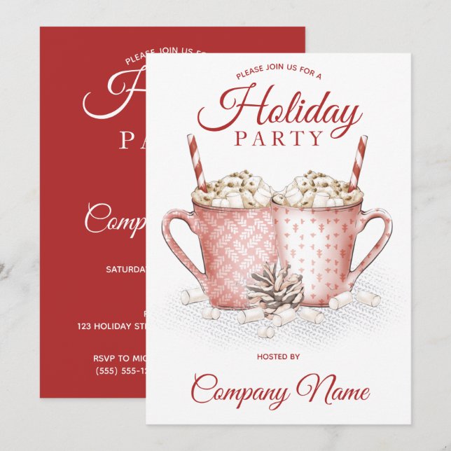 Hot Cocoa Mugst Corporate Holiday Party Invitation (Front/Back)
