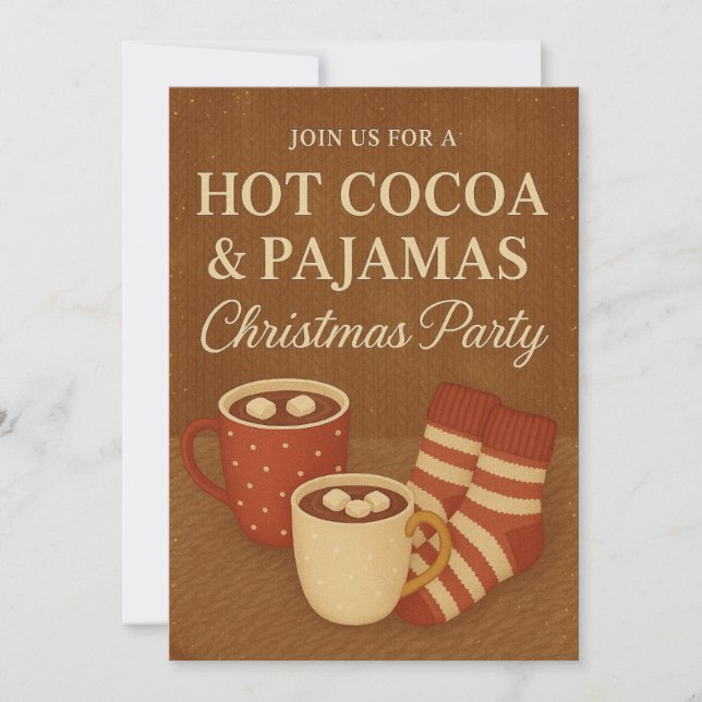 Hot Cocoa & Pyjamas Christmas Party Invitation  (Front)