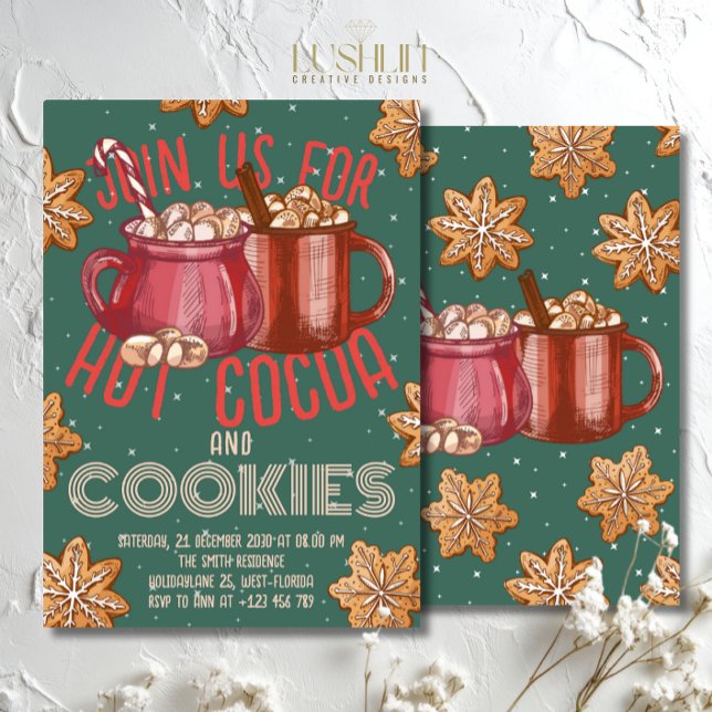 Hot Cocoa Red Mug & Cookies Holiday | Christmas Invitation (Creator Uploaded)