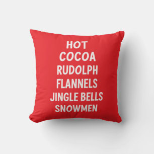 Hot Cocoa Rudolph Flannels Jingle Bells Santa Cushion