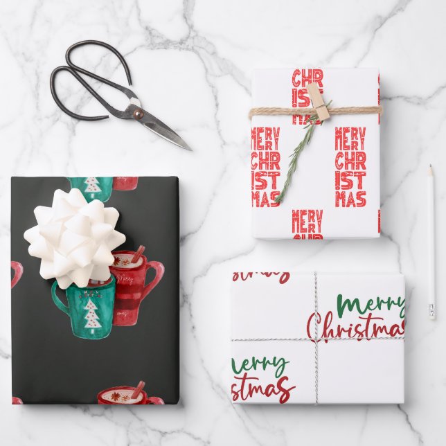 Hot Cocoa Rustic Christmas  Wrapping Paper Sheet (Front)