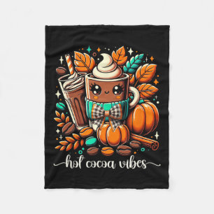 Hot Cocoa Vibes Kawaii Hot Chocolate Hello Autumn Fleece Blanket