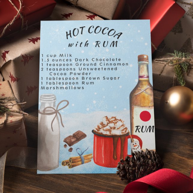 Hot Cocoa with Rum Chocolate Recipe Postcard (Creator Uploaded)