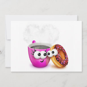 Hot Coffee And A Doughnut Invitations