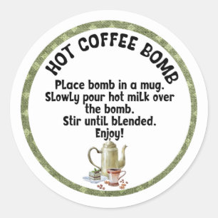 Hot COFFEE bomb, cocoa bomb label