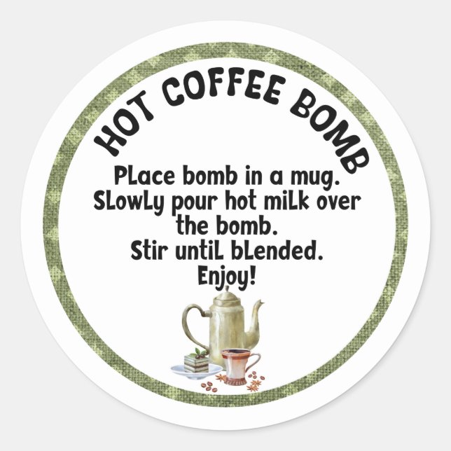 Hot COFFEE bomb, cocoa bomb label (Front)