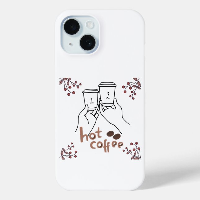 Hot Coffee Cosy Hand Drawn Coffee Lovers Botanical Case-Mate iPhone Case (Back)