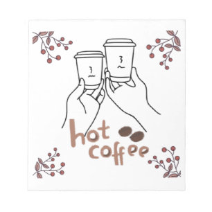 Hot Coffee Cosy Hand Drawn Coffee Lovers Botanical Notepad
