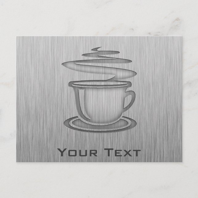 Hot Coffee; Metal-look Postcard (Front)