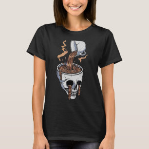 Hot Coffee Skeleton Drinking Halloween Skull Mug T-Shirt