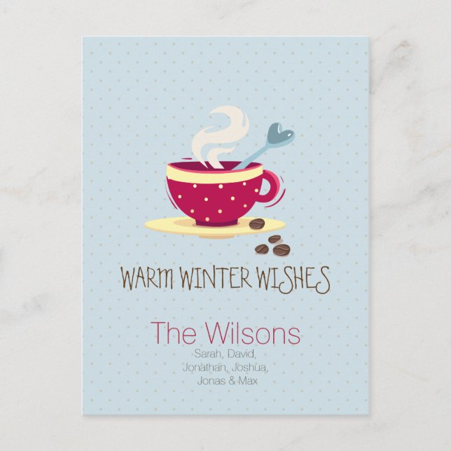 Hot Coffee Warmest Winter Wishes postCards (Front)