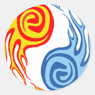 Hot & Cold - Fire & Water Yin Yang Tattoo Classic Round Sticker