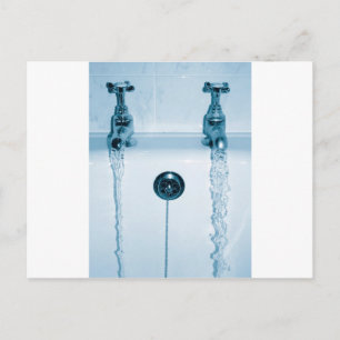 Hot & Cold Water, Bath time, Running Faucets Postcard