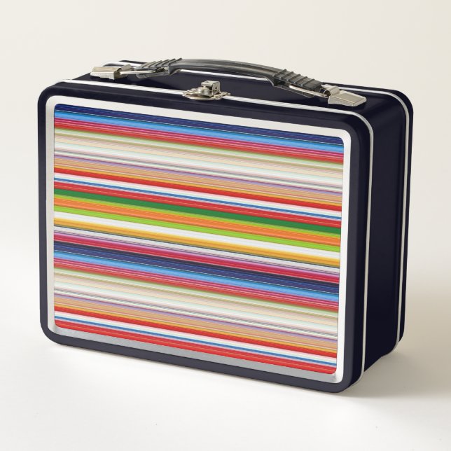 Hot colorful stripes metal lunch box (Front)