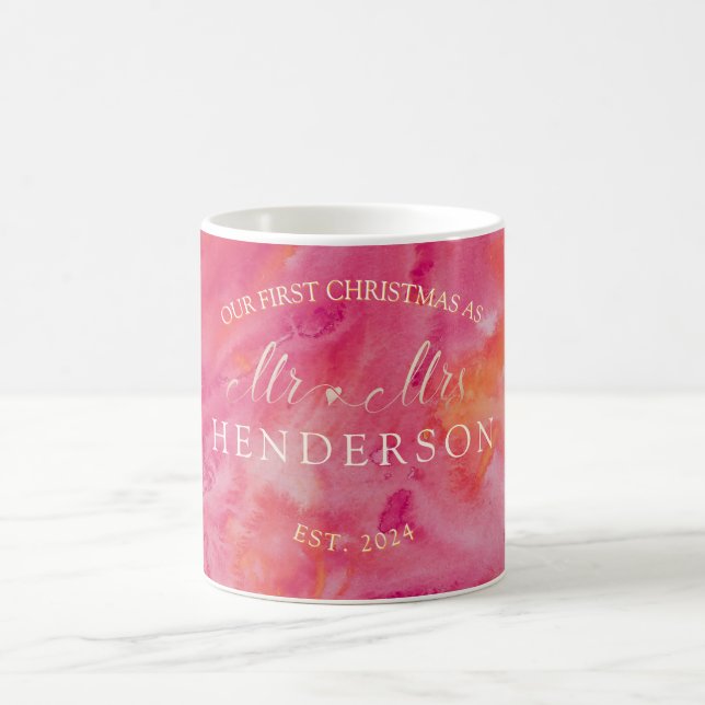 Hot Colour First Christmas Mr and Mrs Coffee Mug (Center)