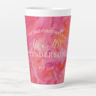 Hot Colour First Christmas Mr and Mrs Latte Mug