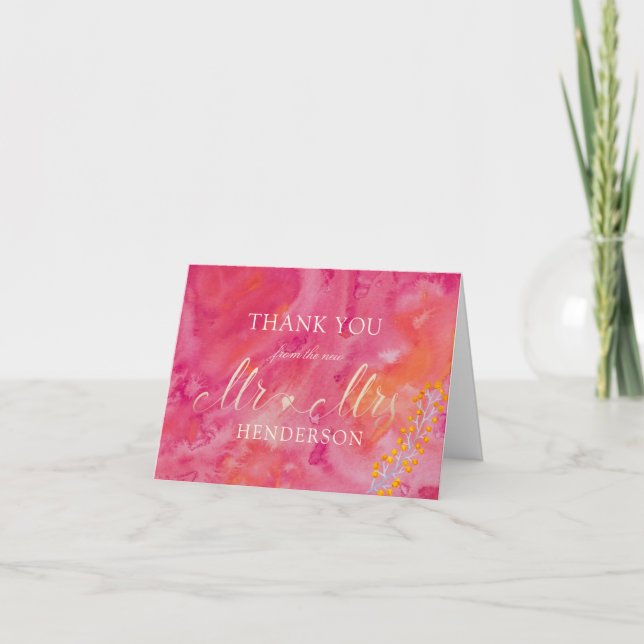 Hot Colour Romantic Thank You 2 Card (Front)