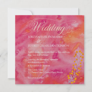 Hot Colour Romantic Wedding Invitation