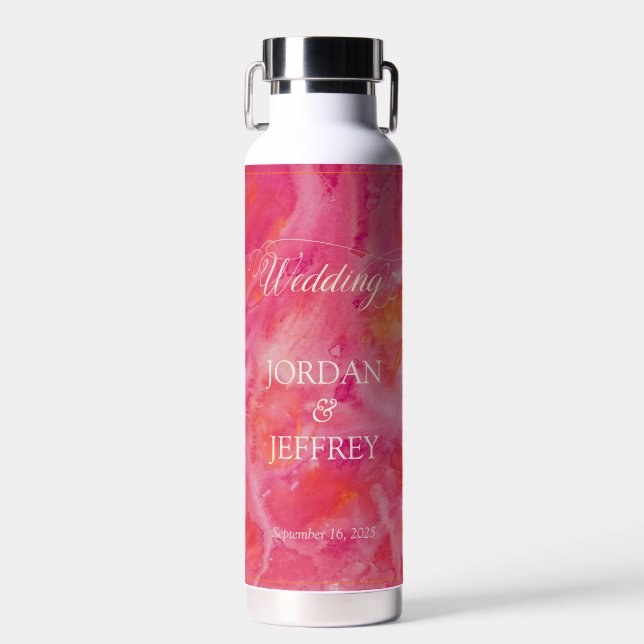 Hot Colour Romantic Wedding Water Bottle (Front)