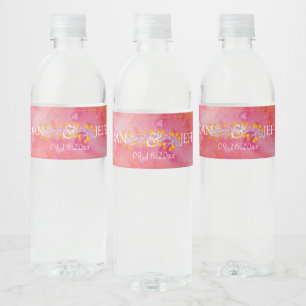 Hot Colour Romantic Wedding Water Bottle Label
