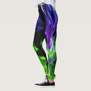 Hot Colourful Fire Flame Smoke Leggings
