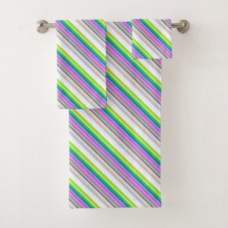 Hot colourful neon stripes bath towel set