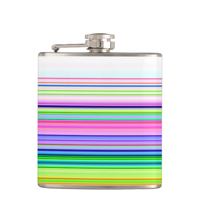 Hot colourful neon stripes hip flask (Front)