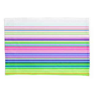 Hot colourful neon stripes pillowcase