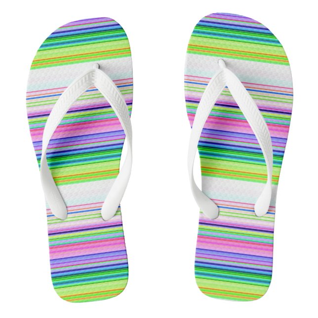 Hot colourful neon stripes  throw pillow flip flops (Footbed)