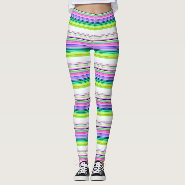 Hot colourful neon stripes  throw pillow leggings (Front)