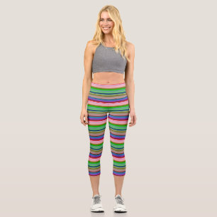 Hot colourful stripes capri leggings