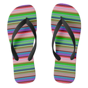Hot colourful stripes flip flops