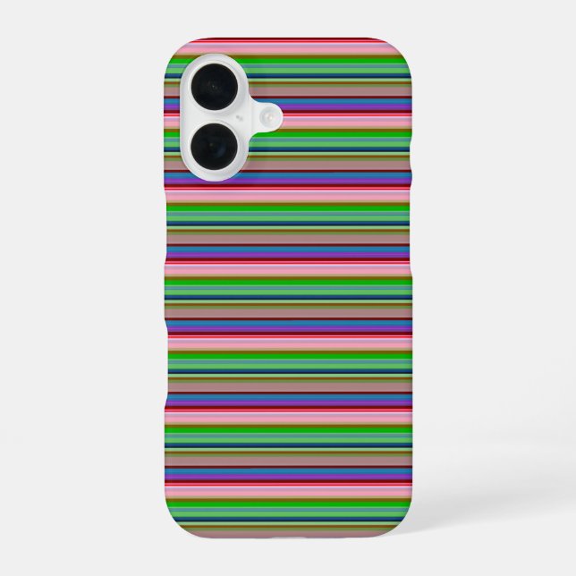 Hot colourful stripes iPhone 16 case (Back)