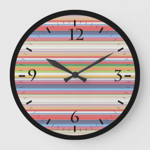 Hot colourful stripes large clock