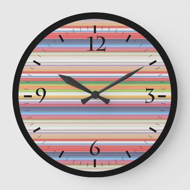 Hot colourful stripes large clock (Front)