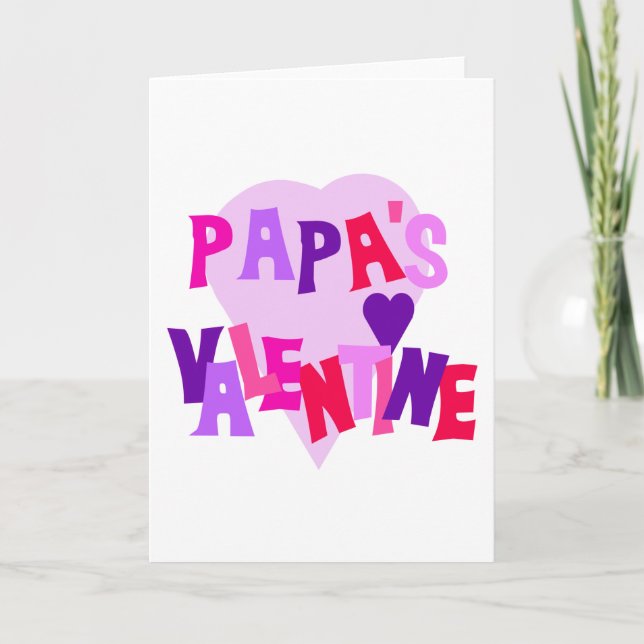 Hot Colours Heart Papa's Valentine Holiday Card (Front)