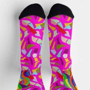 Hot colours mosaic and rainbows together art socks