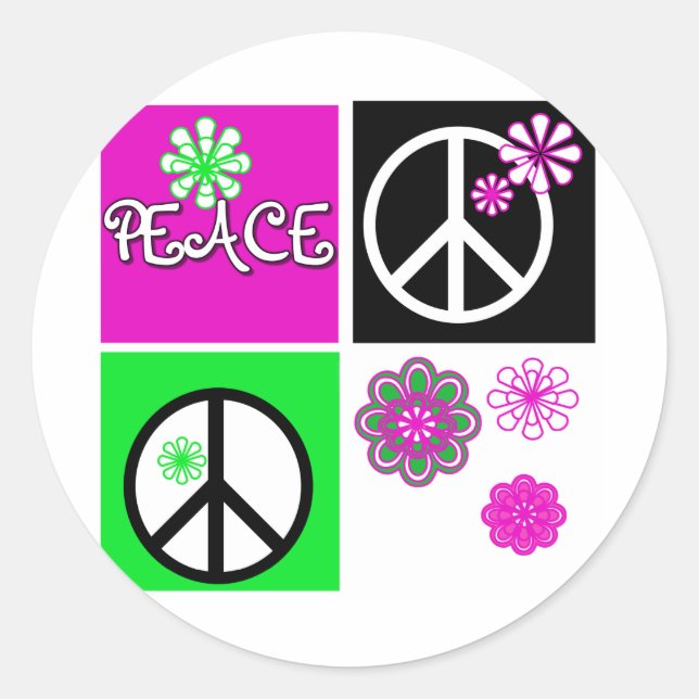 Hot Colours Peace T-shirts and Gifts Classic Round Sticker (Front)