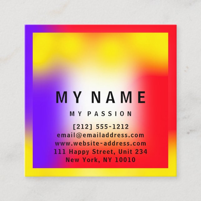 hot Colours  Square Modern Minimal Logo Consulting Appointment Card (Front)